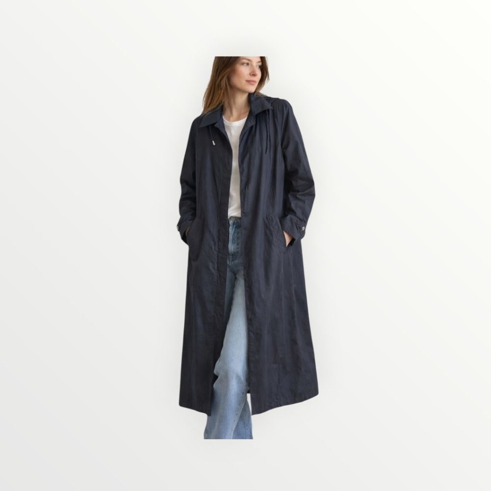 London Fog Black Maxi Trench Coat Lined With Detachable Hood + Zip Out Warmer 8